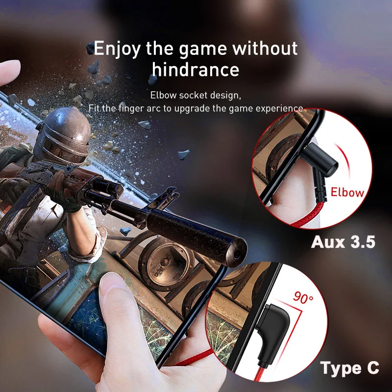  Baseus Gaming Earphone For Pubg Controller GAMO-15 3D Stereo earphones For Mobile pubg Gamer with D