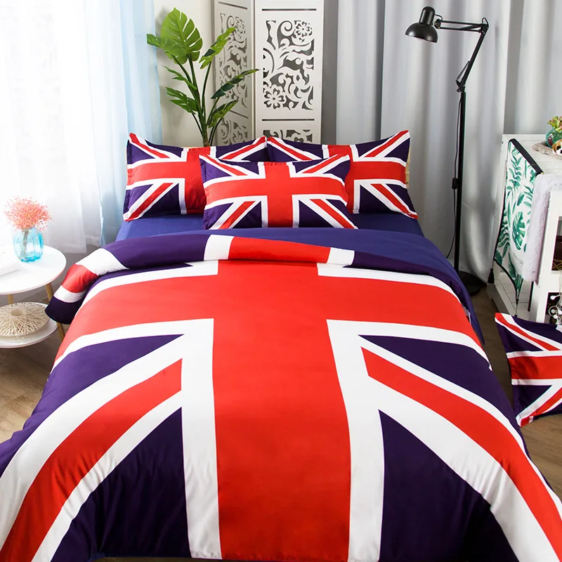 British Union Jack Usa American Flags Bedding Set Twin Queen King