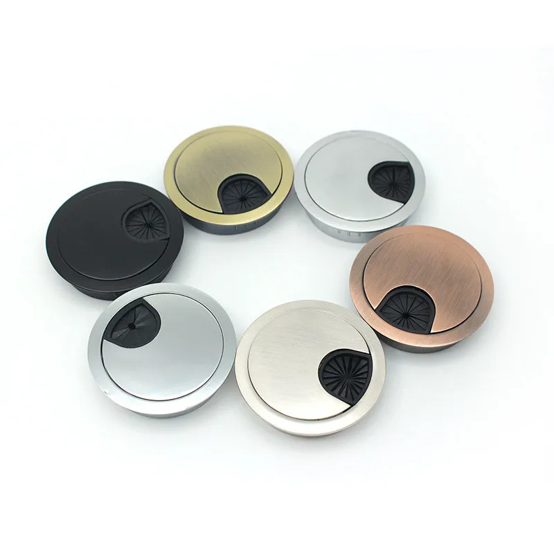 

100pcs/lot Zinc Alloy Desk Wire Hole Cover Base Computer Grommet Table Cable Outlet Port Surface Line Box Furniture Hardware