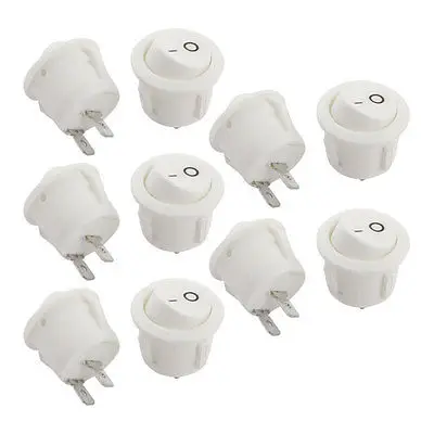 

10 шт. белый круглый AC 250V 6A 2 Pin SPST ON OFF кулисный переключатель