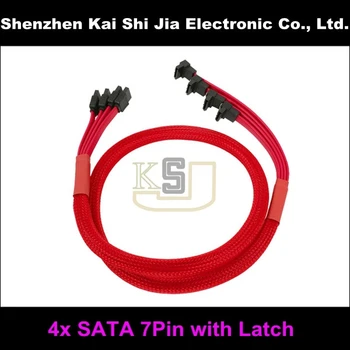 

Multicolor Sleeved 4x SATA II High Speed 7 Pin Cable With Latch - Red 60cm