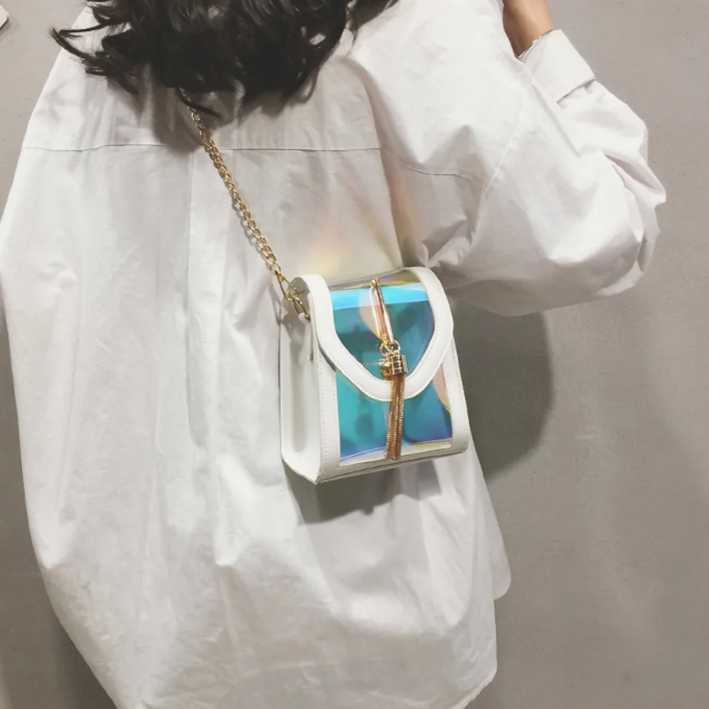 Женская модная сумка через плечо из искусственной кожи с клапаном, контрастный цвет, Диагональная Сумка, водонепроницаемая сумка на плечо с кисточкой и цепочкой, Прямая поставка