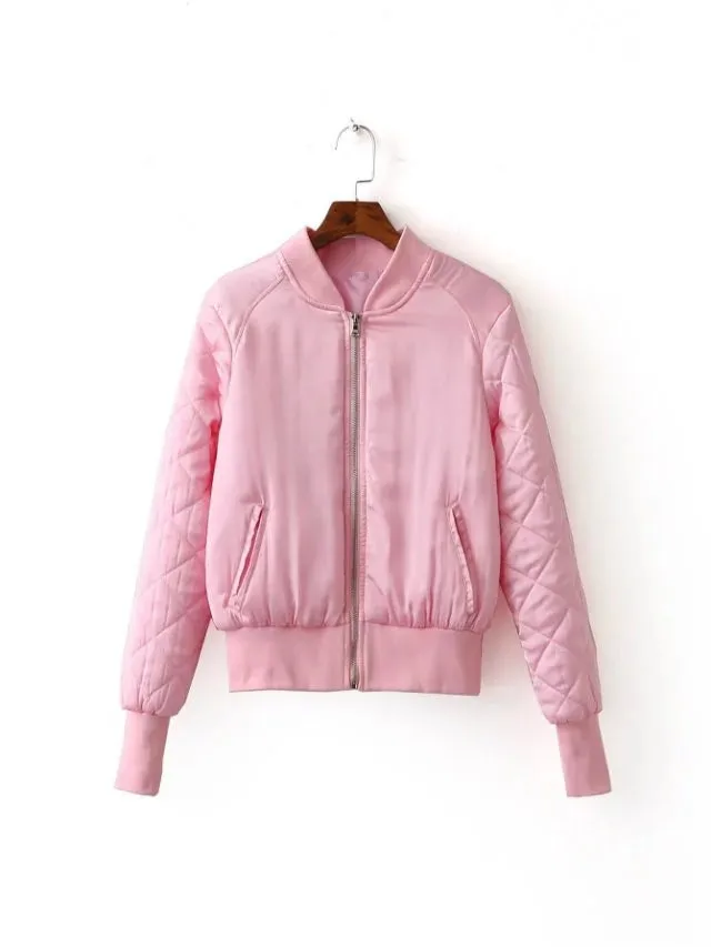 Весна Зима Женская куртка-бомбер летная куртка бейсбольная куртка Chaquetas Mujer Jaqueta Feminina пальто для женщин - Цвет: pink