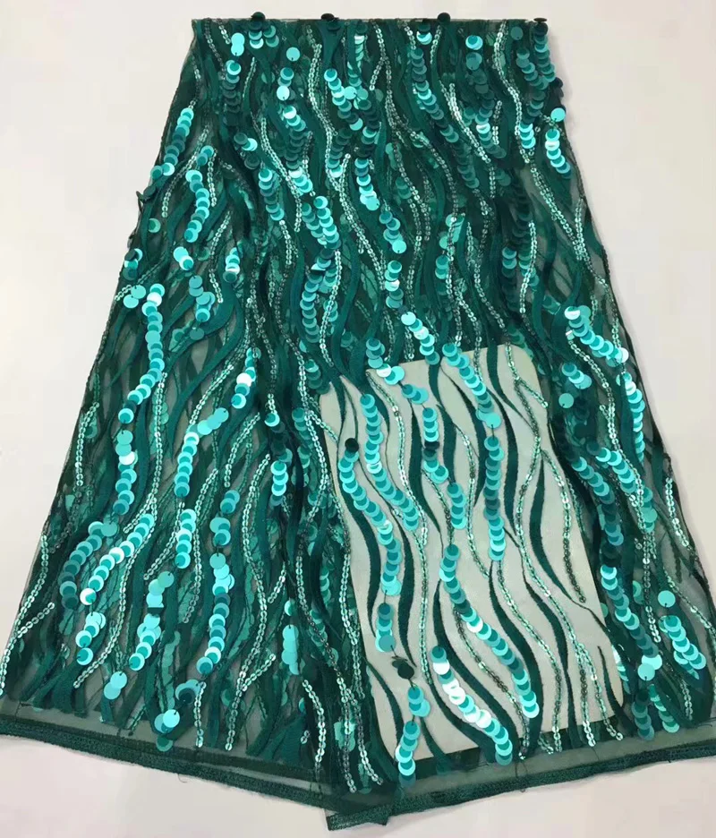 (5yards/pc) high quality teal green African sequins French net lace fabric with elegant embroidery for party dress FLZ003 | Дом и сад