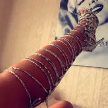 Женские пикантные сандалии-гладиаторы с принтом в виде змеи высокие босоножки до колен со шнуровкой с вырезами на высоком каблуке в продаже высокая парадная обувь на завязках