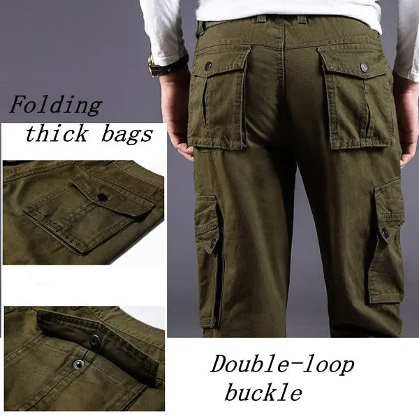 Big Size 30-48 Multi Pocket Cargo Pants Fashion Mens Outdoor Army Casual Cotton Trousers  