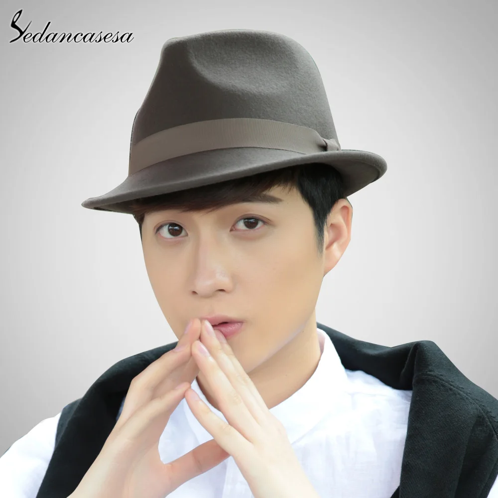 Sedancasesa New Classic Trilby Hat Male Fedora Hat with 100 Australian