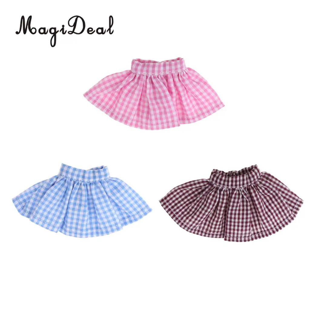  Funky Doll Clothes Dress Tutu Skirt Evening Party Dresses Plaid Dress Ball Gown Pettiskirt for Blythe Doll Dress Up