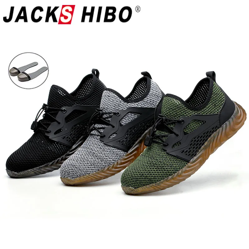 JACKSHIBO أحذية أمان الأحذية للرجال الذكور الصيف تنفس أحذية عمل غطاء صلب لأصبع القدم الذكور البناء سلامة العمل JACKSHIBO أحذية أمان الأحذية للرجال الذكور الصيف تنفس أحذية عمل غطاء صلب لأصبع القدم الذكور البناء سلامة العمل