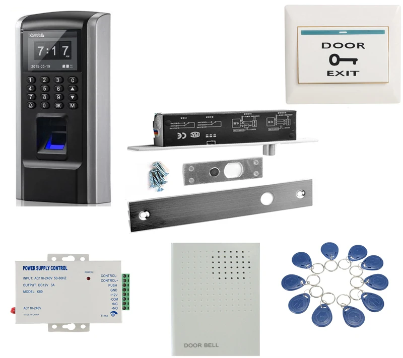 

TCP/IP RJ45 Fingerprint Access Control System Fingerprint electric drop bolt deadbolt Gate Door Lock Access Control kit