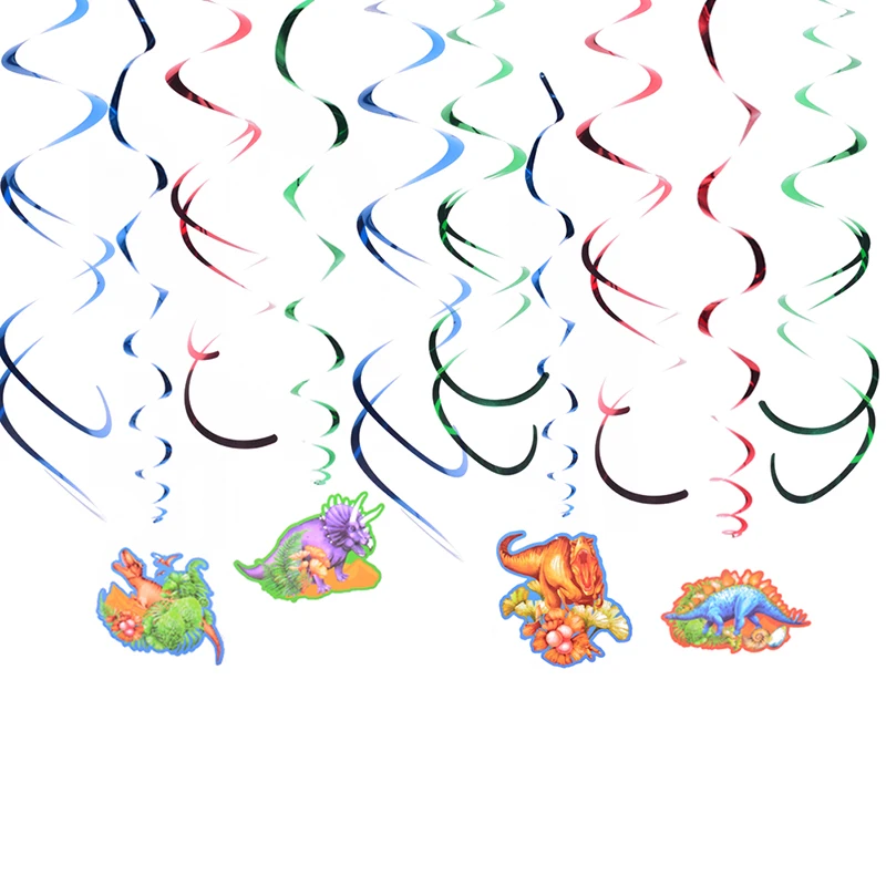 

8pcs/set Kids Dinosaur Birthday Party Decoration Hanging Foil Swirls Baby Shower Boy Home Dinosaur Theme Decorations Accessories