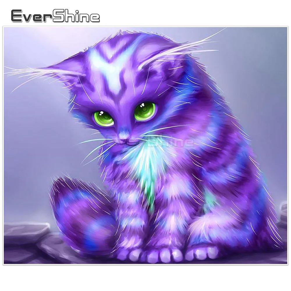

EverShine Diamond Painting Cross Stitch Cat Diamond Mosaic Picture Rhinestone Diamond Embroidery Pattern Handmade Home Decor