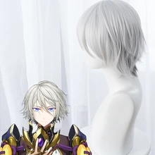 Fate Grand Order FGO Китайский Меч принц Лан Лин косплей парик Lan Ling Wang короткие Серебристые парики на Хэллоуин Карнавальные парики