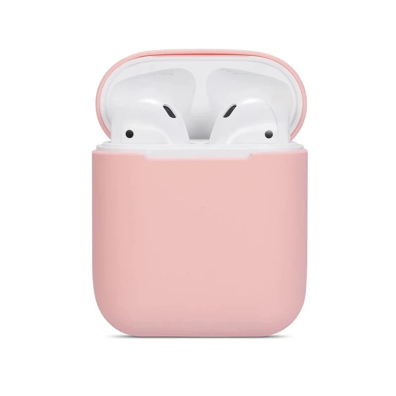 Силиконовый наушник чехол для Airpods 1 мягкий гибкий тонкий чистый яркий цвет беспроводной Bluetooth наушники чехол для Airpods чехол сумка - Цвет: Pink