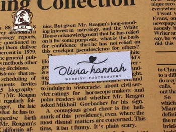 

98 Custom Clothing Labels -Cotton printed labels, iron on, Logo or Text, Customized with Your Name, Business Name (TB114)