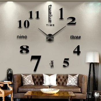 

Large Wall Clock Black / Silver Fashion Watches 3D Real Big Mirror Clock Rushed Mirror Wall Sticker Diy Living Room Decor