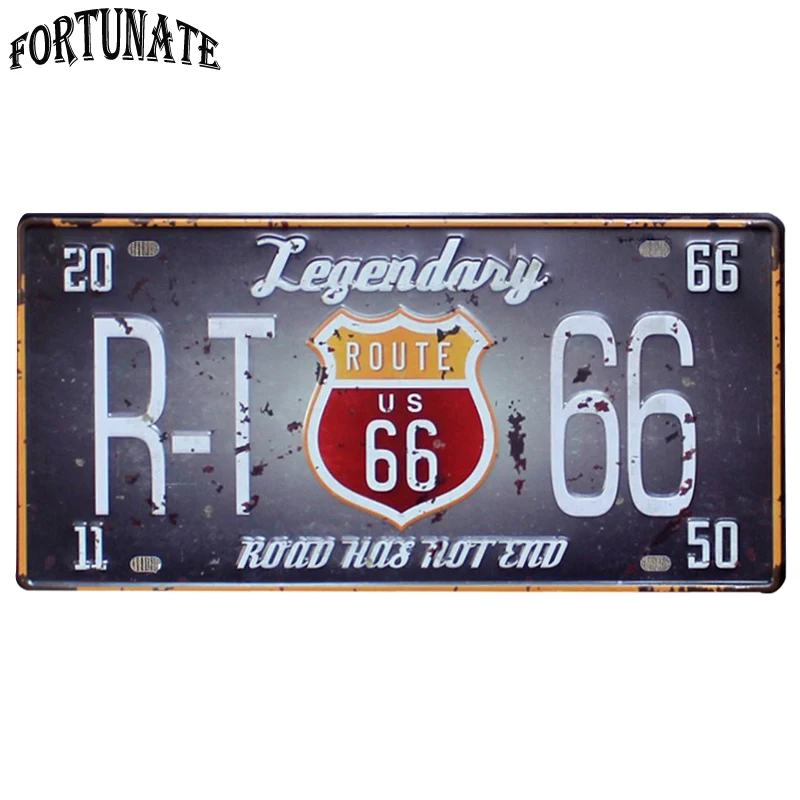 Hot Route 66 Car License Metal Plate Vintage Home Decor Tin Sign Bar\\Pub\\Hotel Decorative Metal Sign Art Painting Metal Plaque