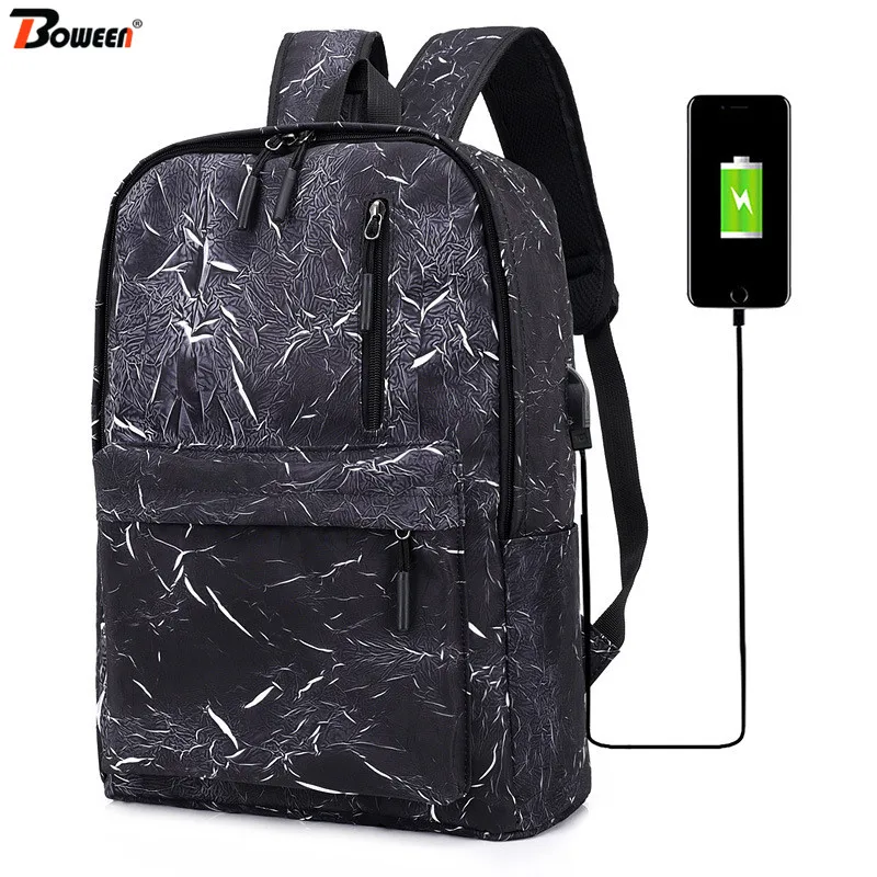 

Printing Stripe Backpack Men Usb Women Back Pack Oxford College Laptop Bagpack Teenagers Boys Girls Student Schoolbag Large 2019