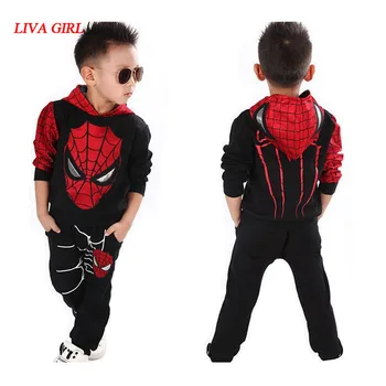 

High Quality Kids Boys Spider Costumes Cosplay Spider Pullover Sweatshirt+Pants Set Child Spring Autumn Clothing