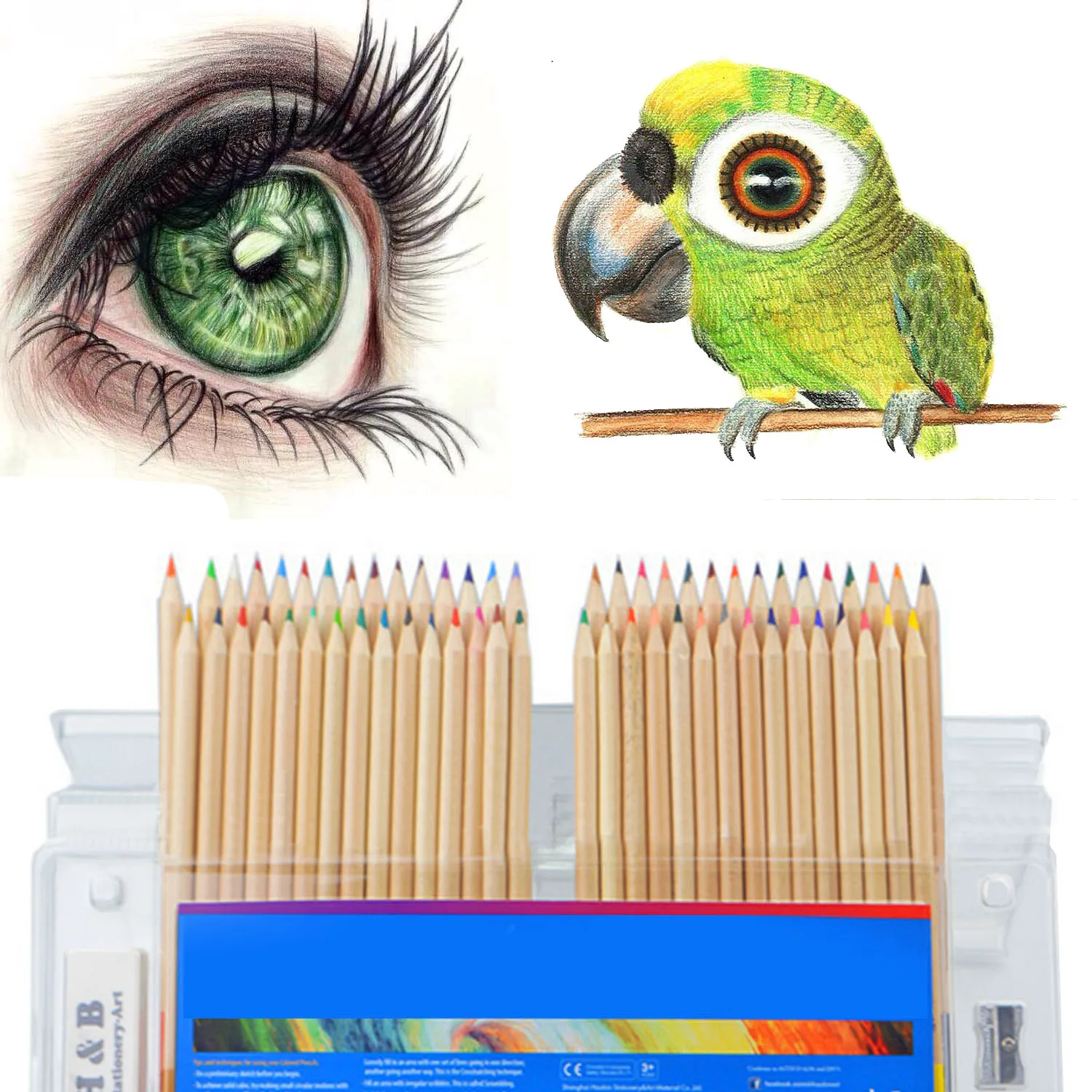 

60 Color Wooden Art Students Colored Pencil Set Painting Drawing Watercolor Pencil Set with Storage Case Eraser Pencil Sharpener