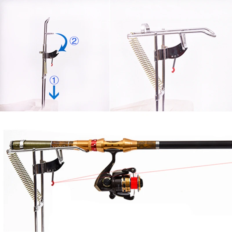 Equipamento de Pesca Suporte da Haste Automático Duplo Ângulo Primavera Peixe Pólo Suporte Pesca Aço Antiferrugem Fising Acessório 7 High Quality Esporte e Lazer