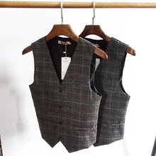 4 Season Plaid Suit Vest Korean Version for Men Casual Business Waistcoat Sleeveless Vest Wedding Man Clothing Plus Size