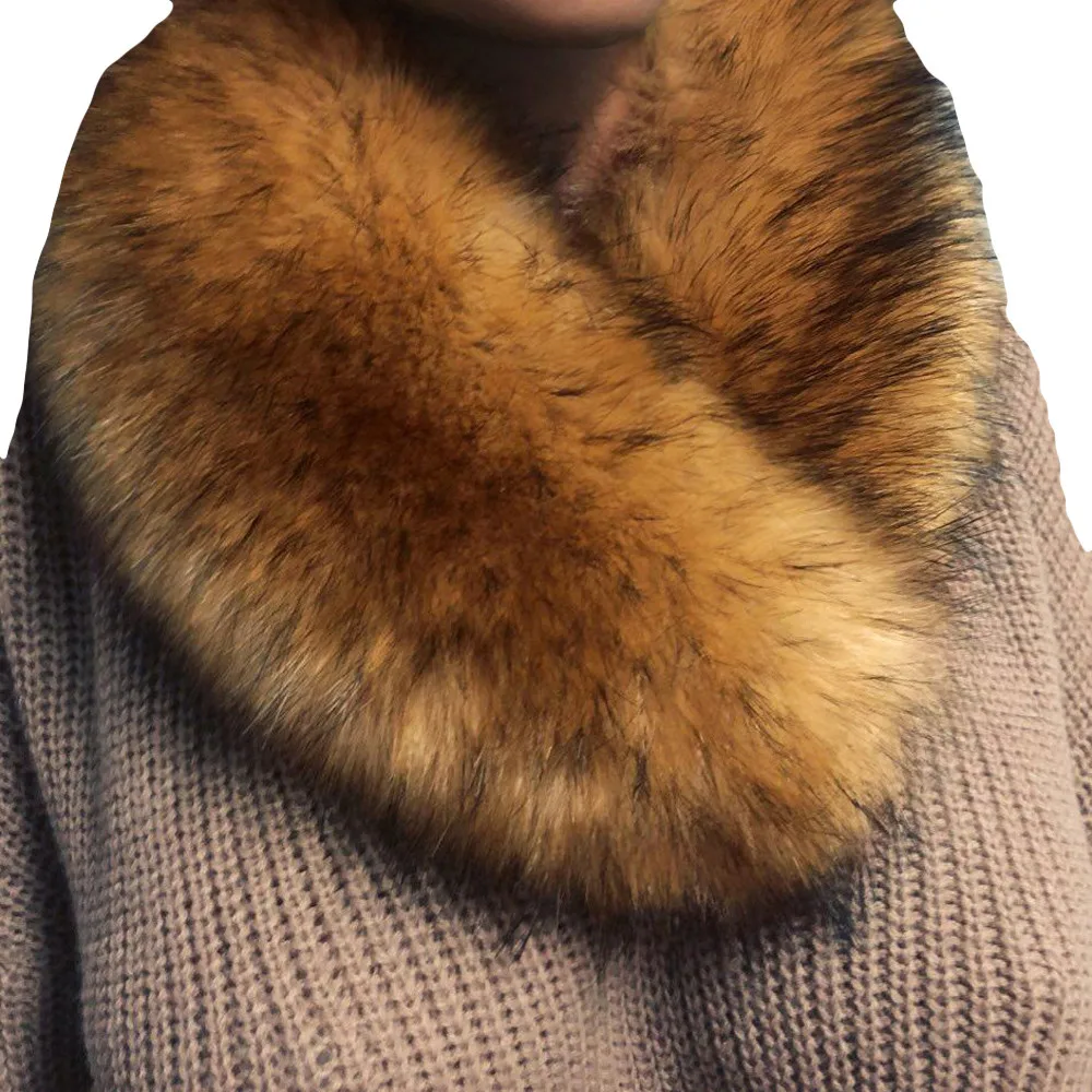 

30#Fashion Faux Wool Women Scarf Shawl Autumn Winter Luxury Lady Clothes Accessories Women Genuine Fox Fur Collar For Jacket