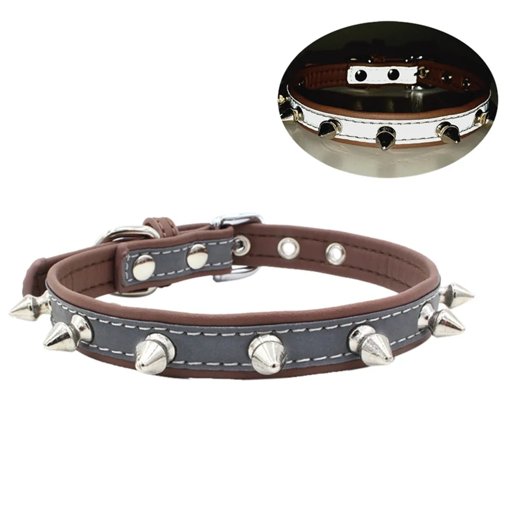 

Rivet Leather Dog Collars Exquisite Adjustable Reflective Spiked Beagle Puppy Puppy Pet Collars Necklace For Small Dogs Collier
