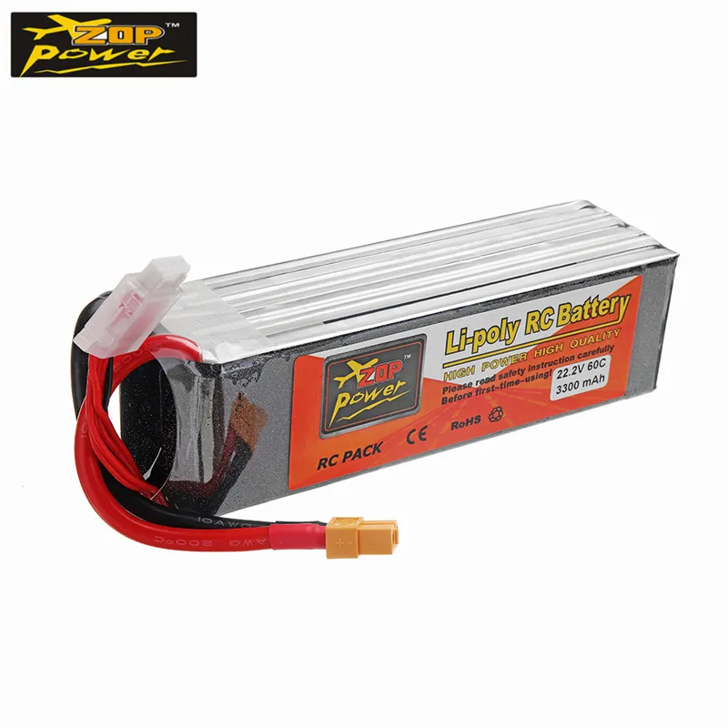

ZOP POWER 22.2V 3300mAh 60C 6S Rechargeable Lipo Battery With XT60 Plug For RC Models DIY Multicopter Frame Spare Parts