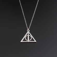 HP Luna Death Heilige Elves Ketting Collares Hot Zilver Kan Draaien Geometrische Driehoek Mannen en Vrouwen Ketting Hanger(China)