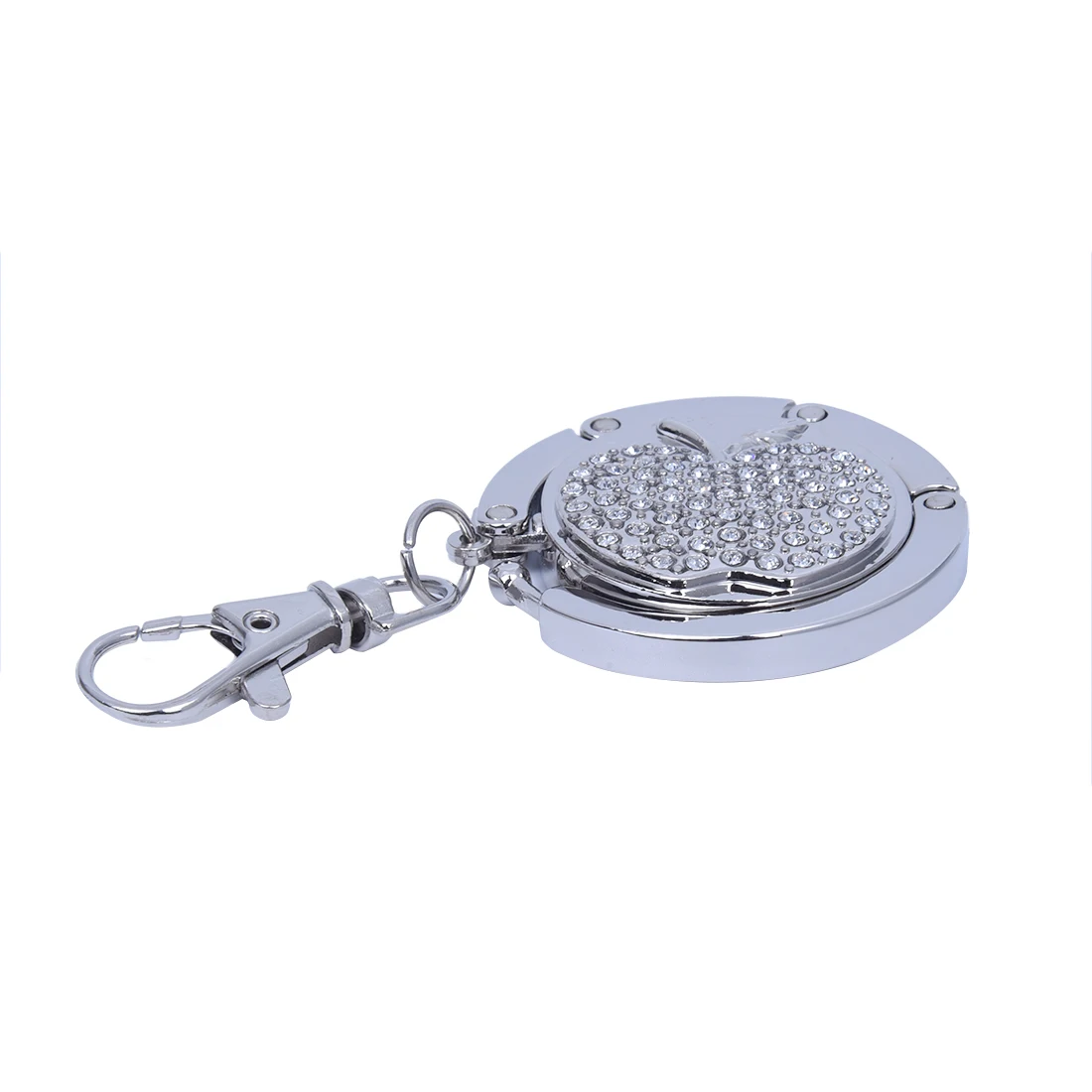 

10pcs( ABDB Apple Folding Handbag Purse Metal Rhinestone Hook Hanger Holder Keyring