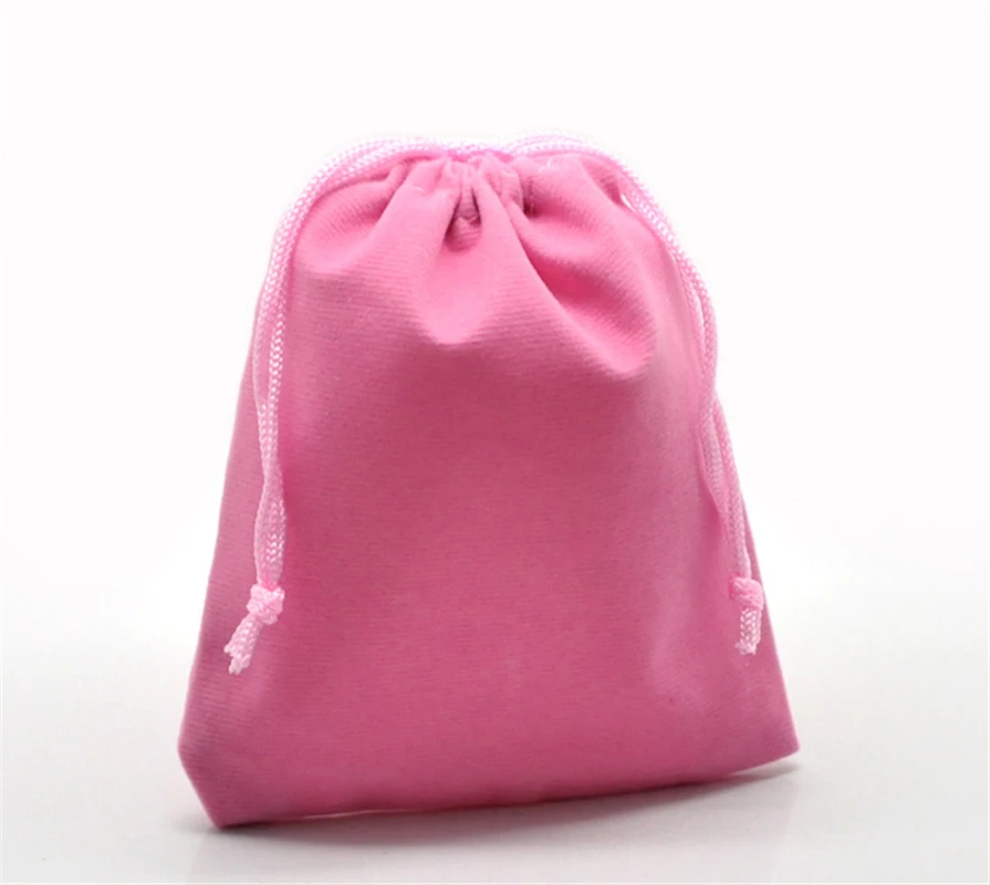 DoreenBeads 10PCs Pink Velvet Drawstring Pouches Jewelry Gift Bag