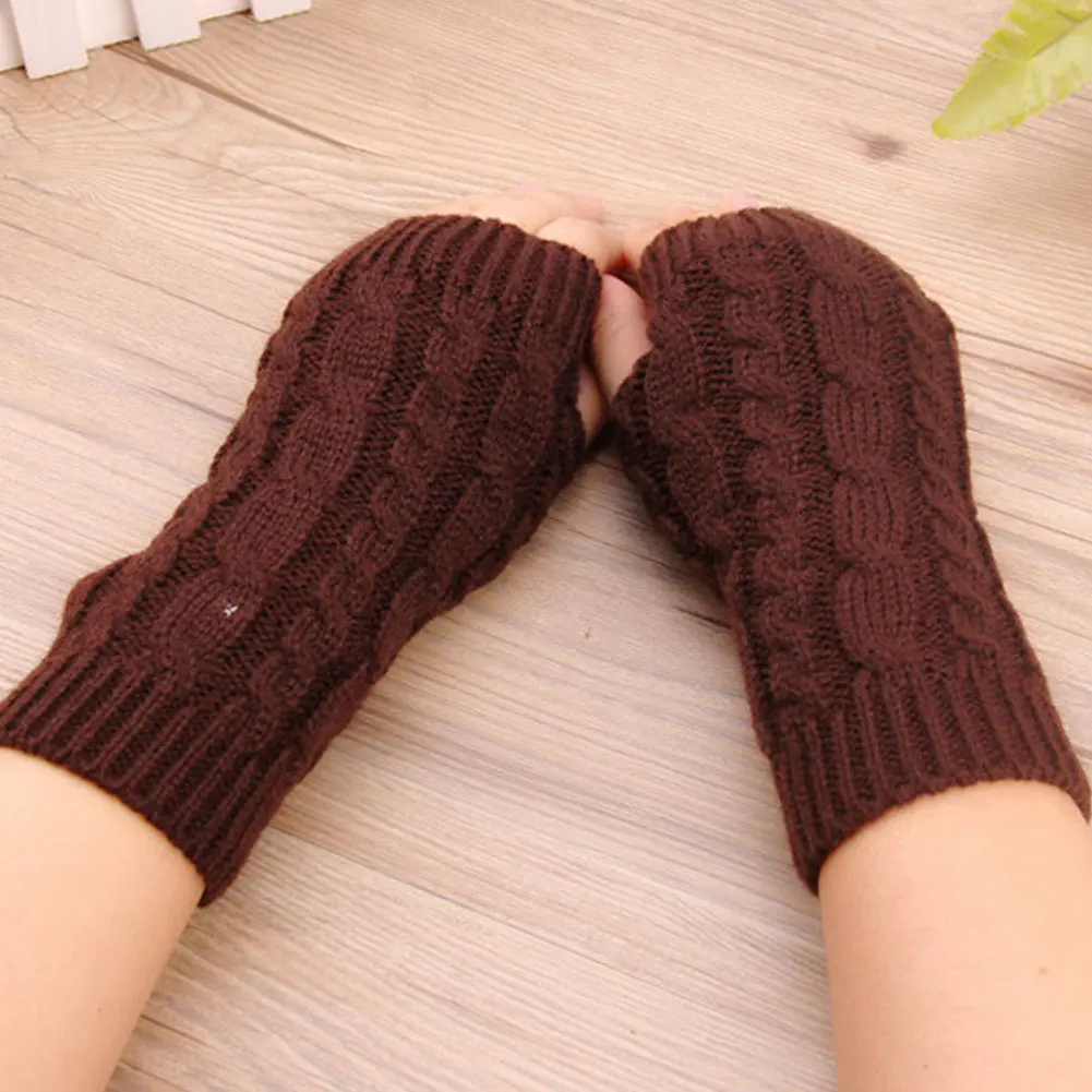 Women Gloves Stylish Hand Warmer Winter Gloves Women Crochet Knitting Mitten Warm Fingerless Gloves 7 Colors