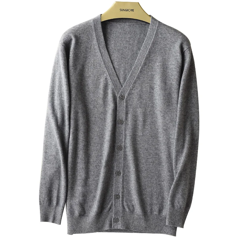 Мужской кашемировый кардиган SMLXL2XL3XL повседневный трикотажный из чистой шерсти с