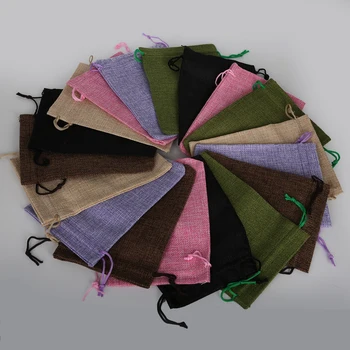

1pcs 13x18cm Natural Burlap Drawstring Bag Cotton And Linen Bundle Pocket Christmas Wedding Party Gift Packaging Decorative Bags