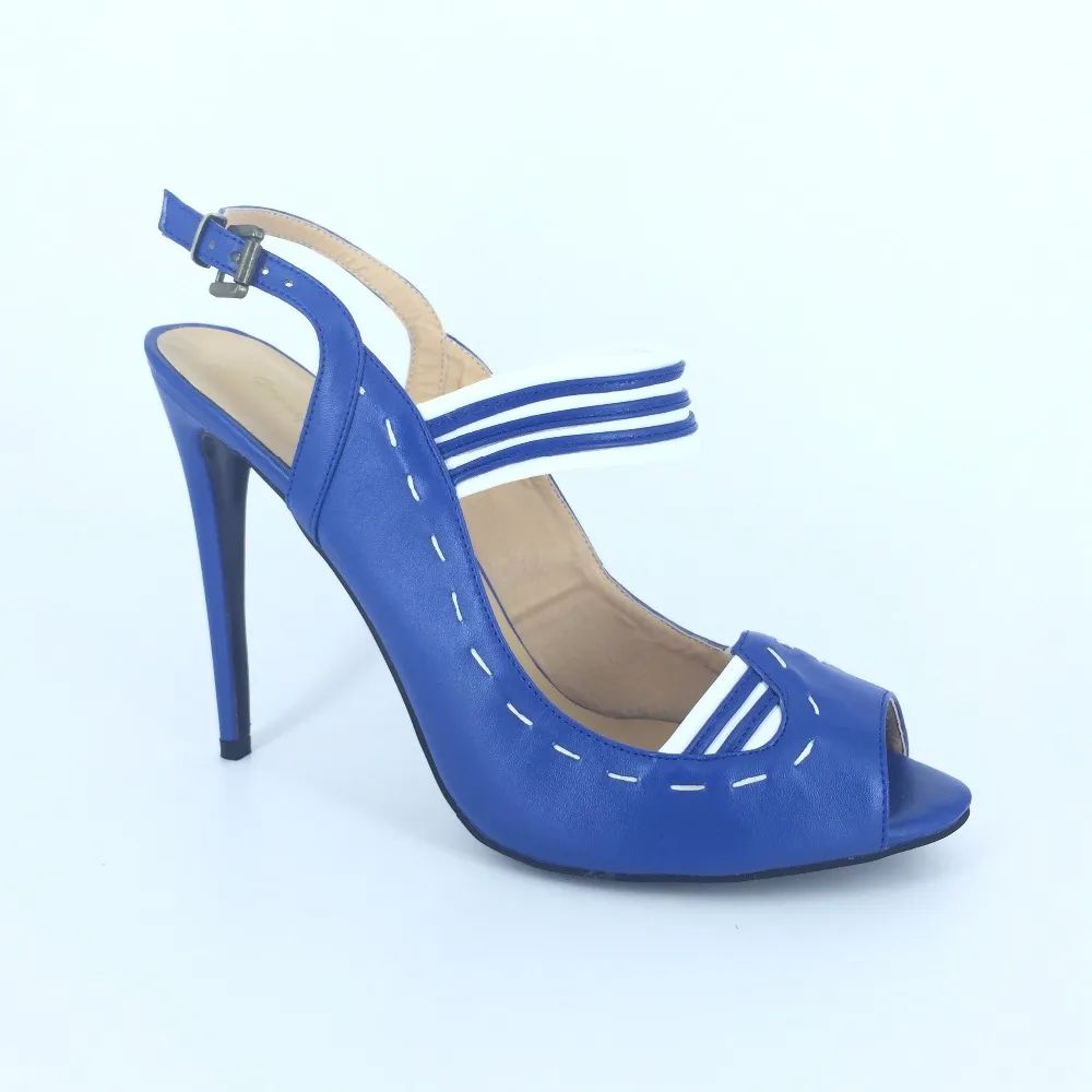 Blue Open Toe Women Pumps High Heels Luxury Shoes Women 2016 Sapatos Femininos De Salto Slip-On Ankle Strap Heels For Women