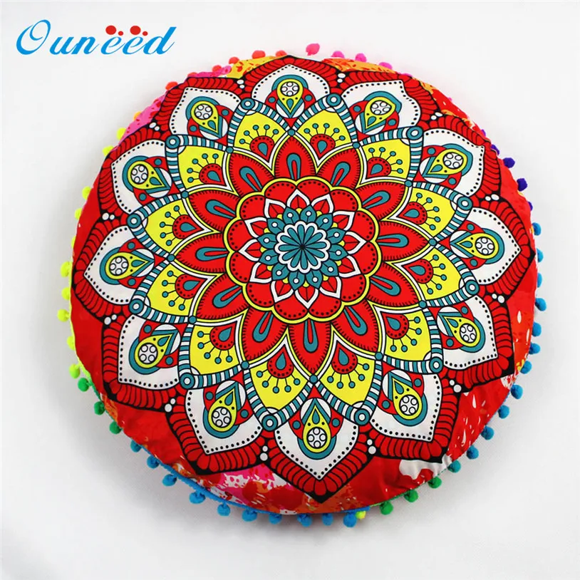 

Hippie Mandala Rund Cushion Cover Pompom Bohemian Tassel Paisley Throw Pillow Cover Meditation Cushion Decorative Pillows u70626