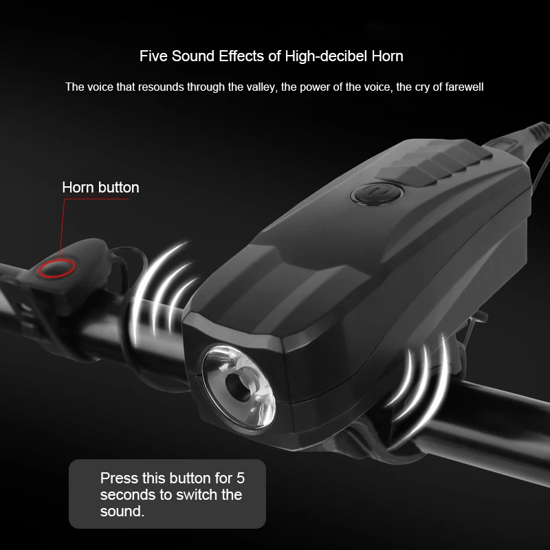 

Super Bright 2 in 1 Mountain Bike light with Speaker Led Light Night Riding Headlights Electric Horn Lamp cycling bicycle light
