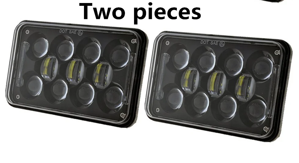 4x6 inch 60W LED Headlights Rectangular Replacement H4651 H4652 H4656 H4666 H6545 with DRL for Peterbil Kenworth Freightinger Ford Probe Chevrolet Oldsmobile_