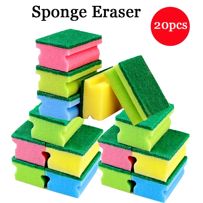 

Emery Scouring Magic Sponge, Colorful I-shaped Dish Washing Sponge Kitchen Cleaning Tools Wiping Scouring Pad Microfiber Sponge