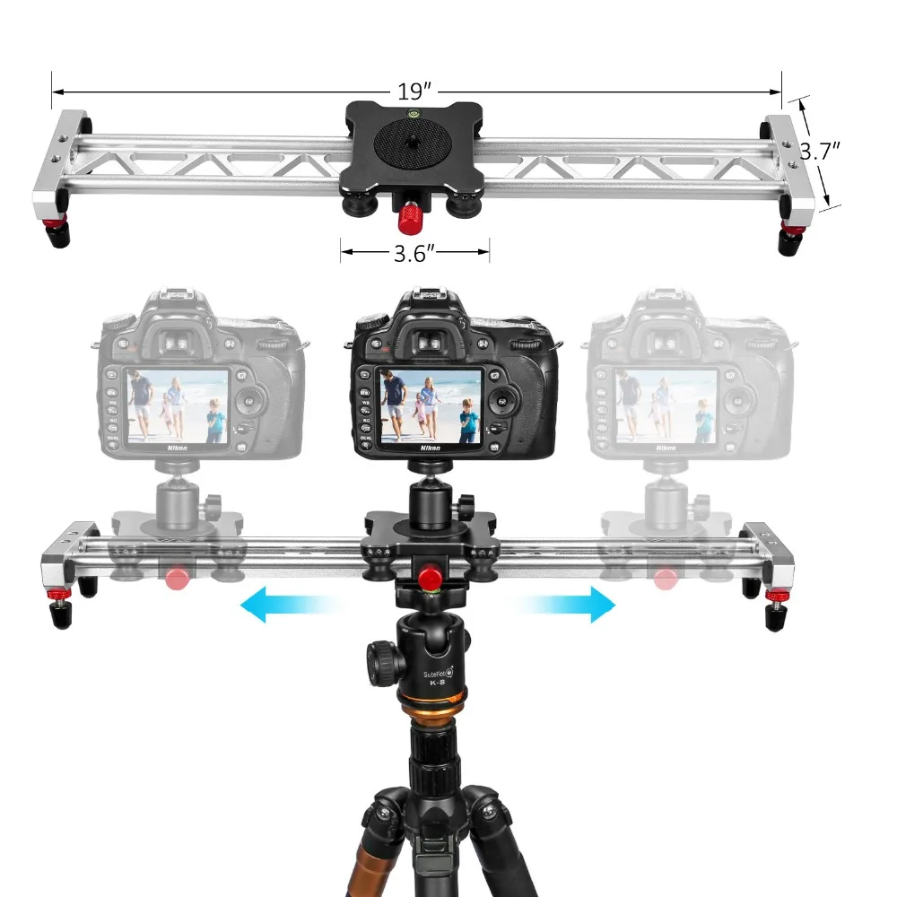 

Portable Aluminium Alloy Bearing Video Camera Track Slider Stabilizer System for Camcorders for SmartPhone/Camera/DSLR/Camcorder