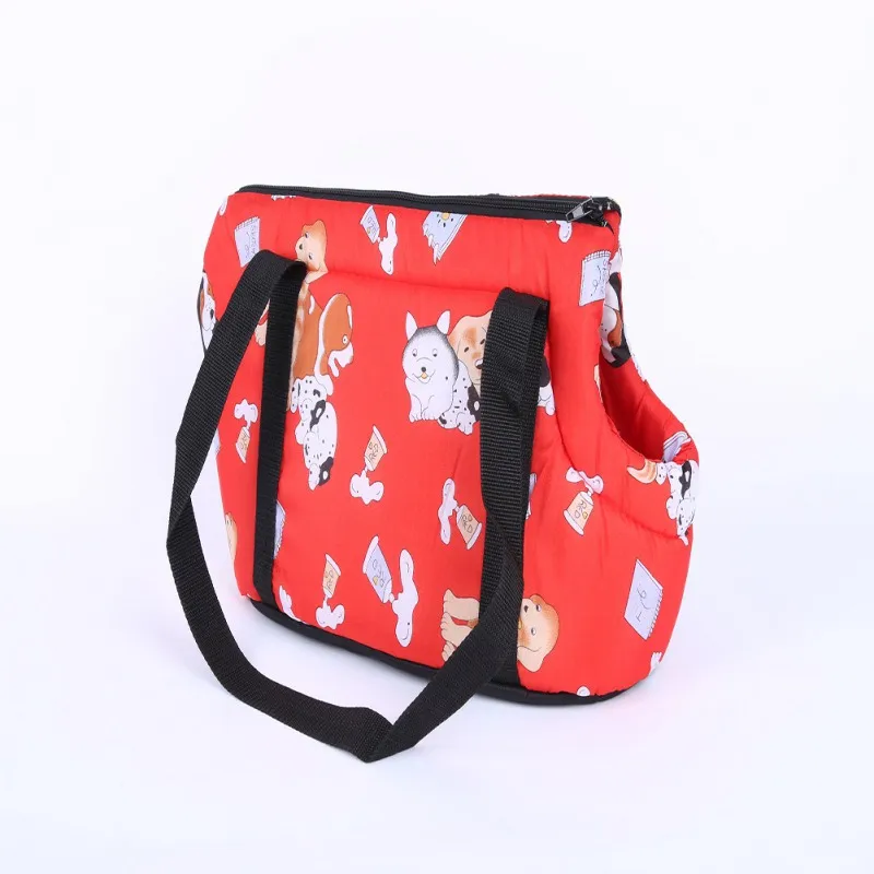 Милая сумка-переноска для маленьких собак с принтом щенка, модная сумка-переноска для собак, сумка-переноска для домашних животных, сумка на плечо - Цвет: Красный