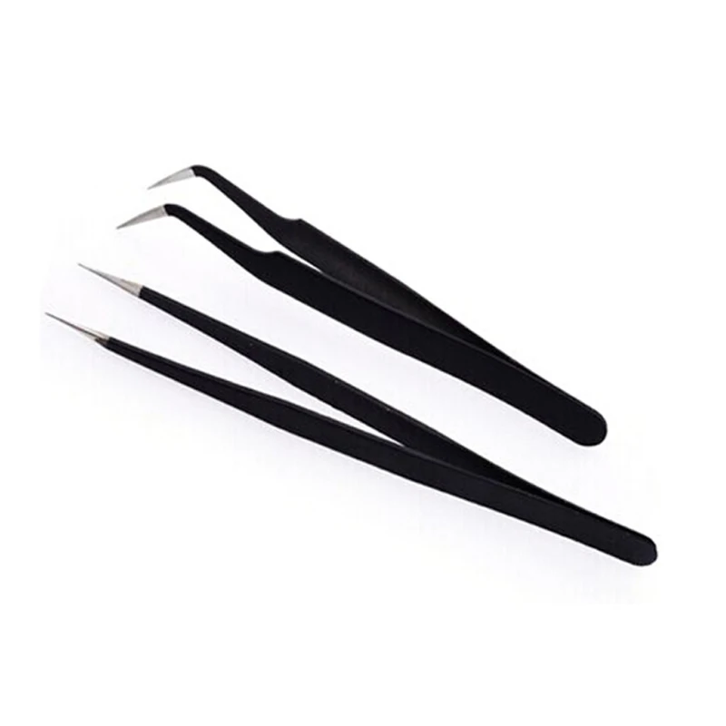 

Curved Straight Stainless Steel Tweezer Pink Nail Sticker False Eyelash Rhinestone Nipper Picker Makeup Nail Tool Set