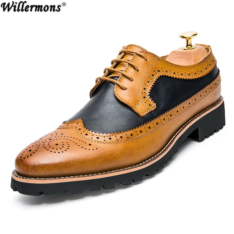 

Spring & Autumn Men's Fashion Brogue Genuine Cow Leather Shoes Men Office Dress Driving Oxfords Shoes Zapatos Hombre