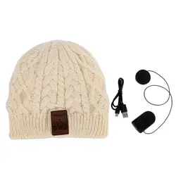 Зимние унисекс мягкая теплая шапка Кепки Bluetooth Беспроводной наушники гарнитура с Динамик Mic