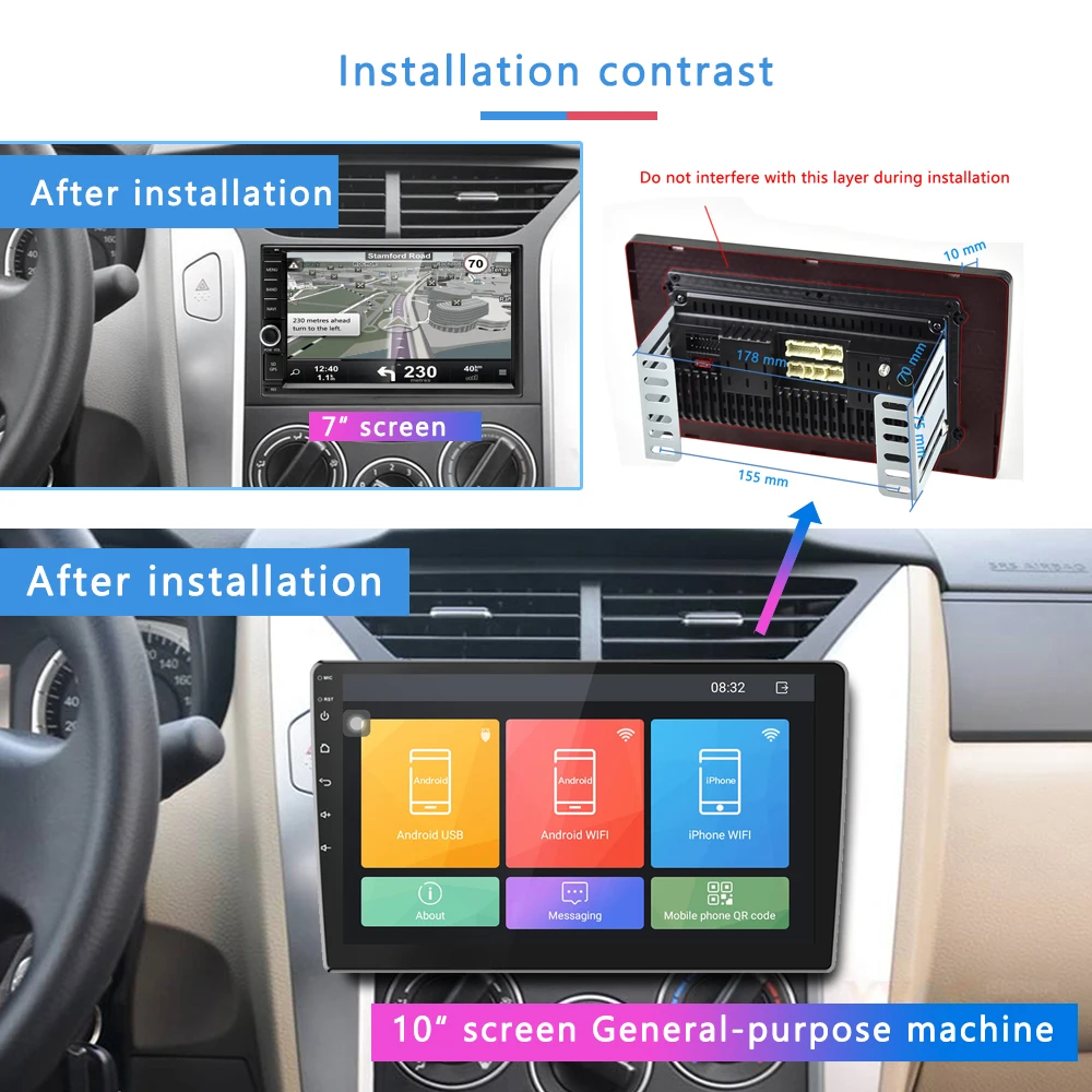  Podofo Android 8.1 Auto Multimedia-Player 101 