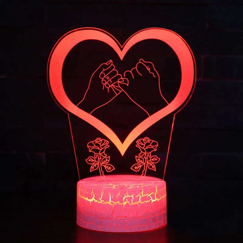 Удерживающие руки тема 3D лампа светодиодный ночник 7 цветов Изменение сенсорного настроения лампа Рождественский подарок Прямая