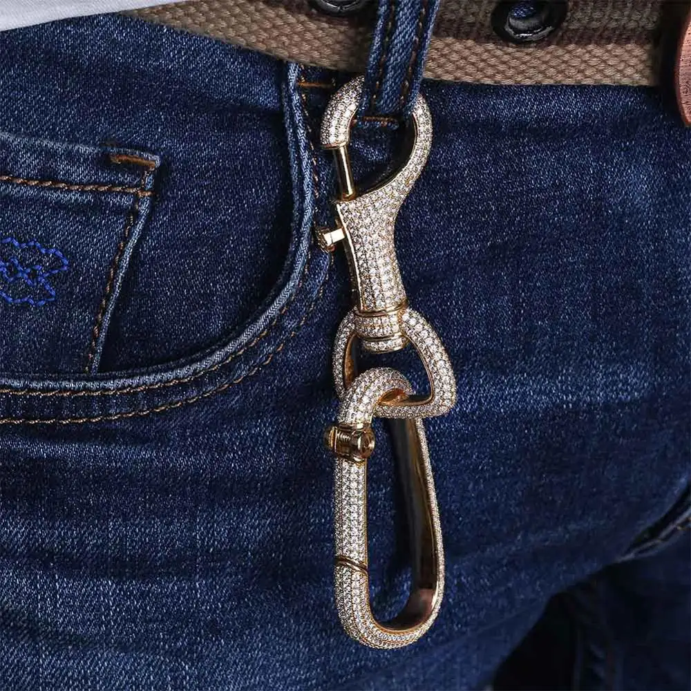 Gucy New Iced Out Carabiner Key Chain Gold Silver Color Hip