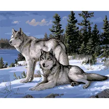 No Frame Wolf Animals DIY Painting By Numbers Kits Paint On Canvas Acrylic Coloring Painitng By Numbers For Home Wall Decor