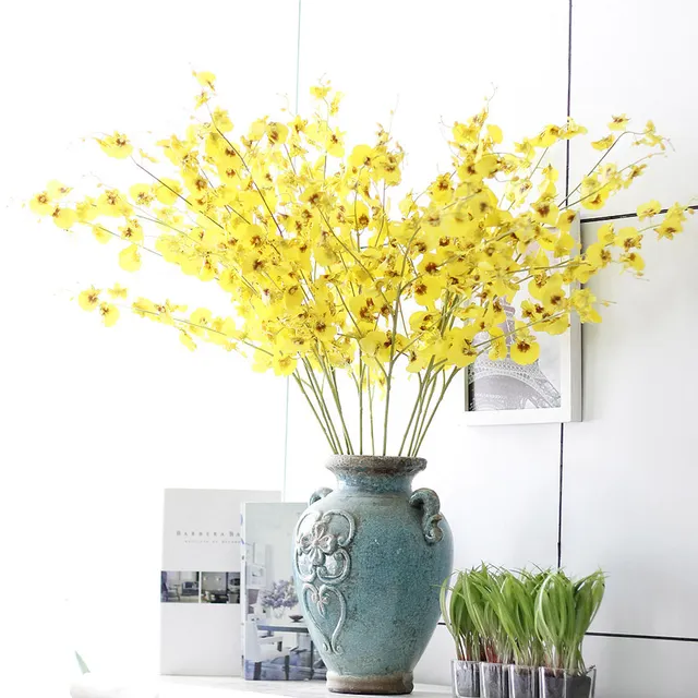 5 branches Artificial Oncidium Orchid real touch flower Home Wedding